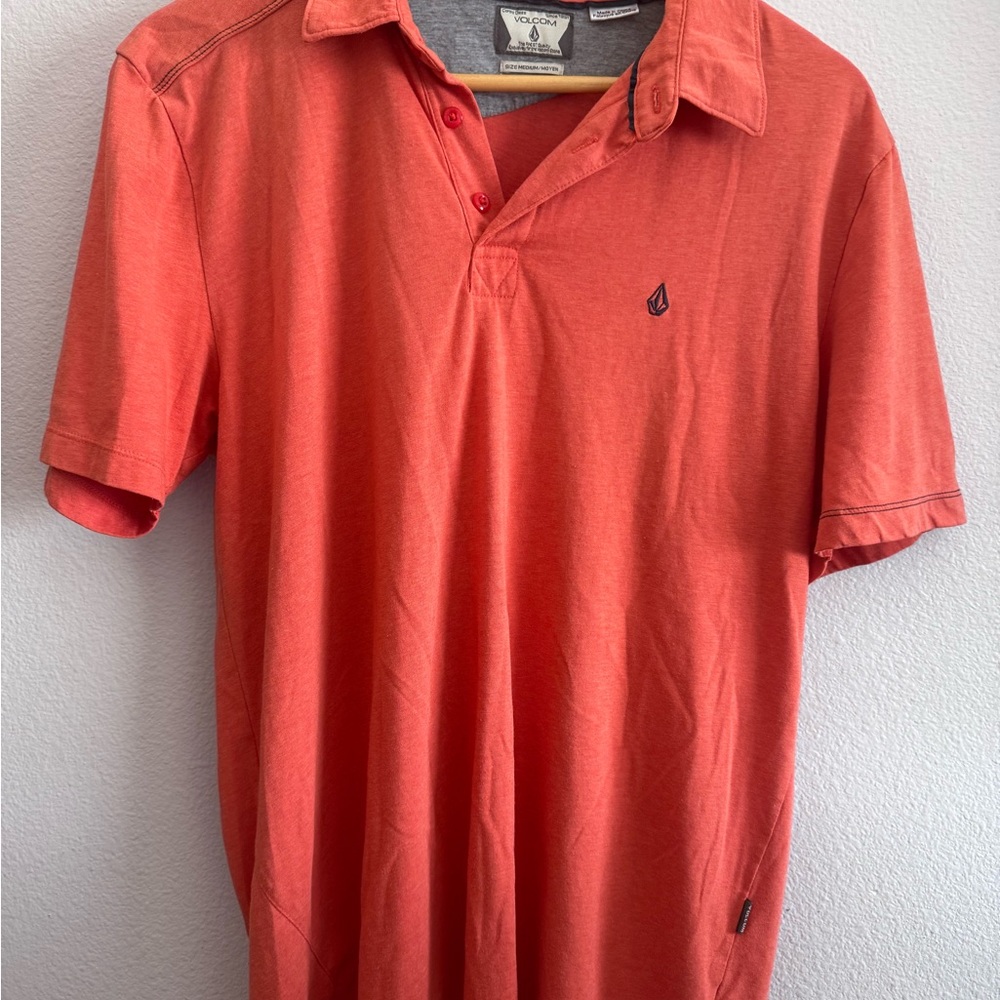 Volcom Men's Orange Polo Shirt‎ Size Medium